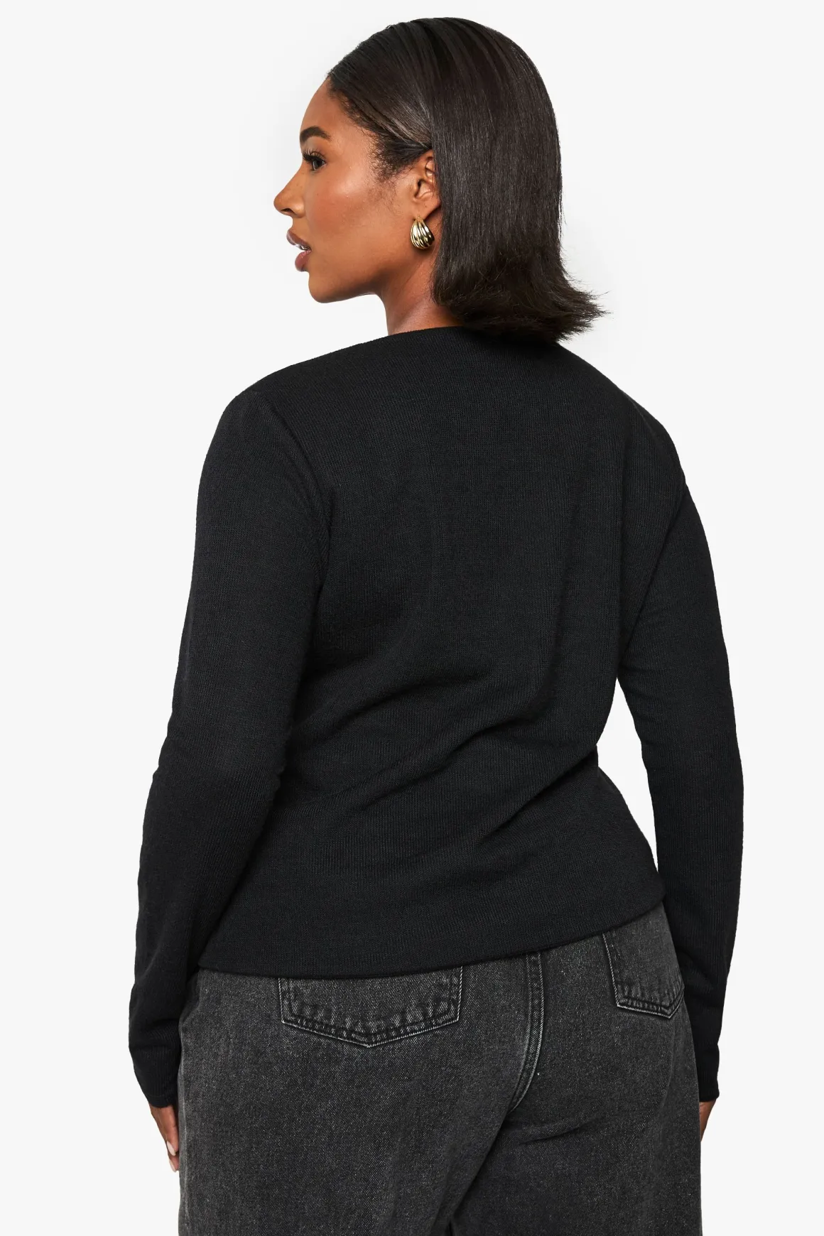 PLUS CARDIGAN GRANDE TAILLE TRICOTÉ À BOUTONS DORÉS