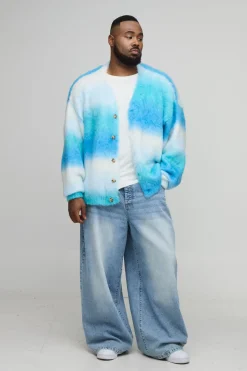 Plus Cardigan tricoté oversize à rayures brossées, au style boxy Plus
