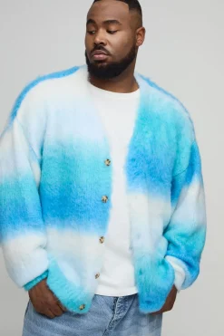 Plus Cardigan tricoté oversize à rayures brossées, au style boxy Plus