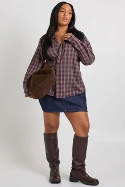 boohoo Plus Check Chemise portefeuille<Femme Tops D’Automne|Tops