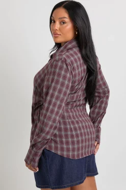 boohoo Plus Check Chemise portefeuille<Femme Tops D’Automne|Tops