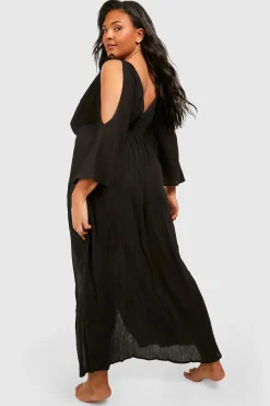 boohoo Plus Cheesecloth Robe de plage maxi à épaules dénudées<Femme Toutes Les Robes|Robes Longues