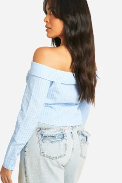 boohoo Plus Chemise Bardot à Rayures<Femme Tops