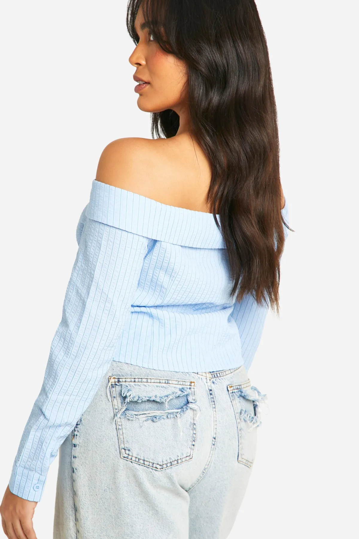 boohoo Plus Chemise Bardot à Rayures<Femme Tops