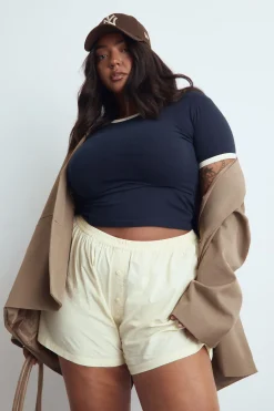 Plus chemise courte boutonnée en popeline de coton Plus