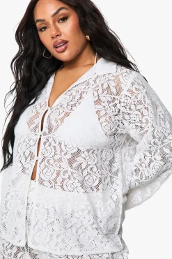 boohoo Plus Chemise de plage surdimensionnée en dentelle au crochet<Femme Satin Et Dentelle|Tenues De Plage