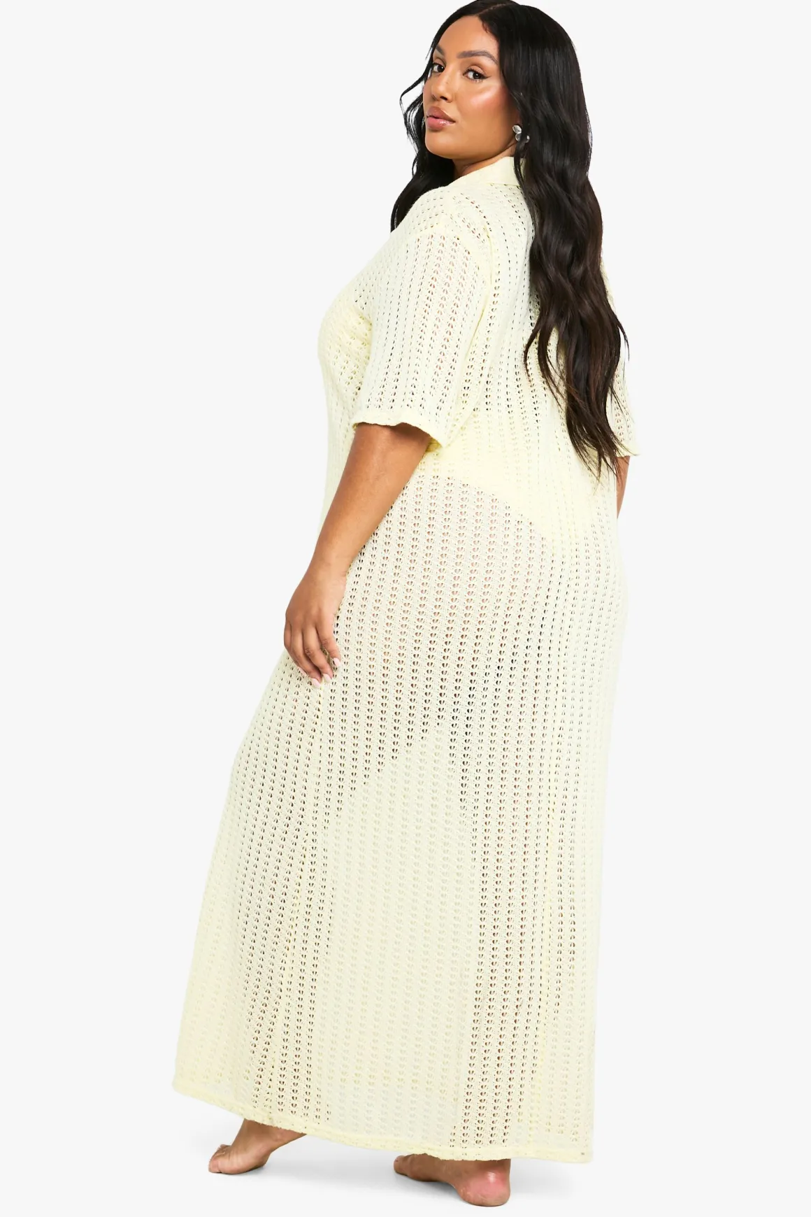 Plus Chemise de Plage Tricotée, Robe Midaxi