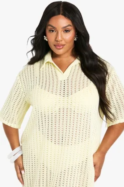 Plus Chemise de Plage Tricotée, Robe Midaxi