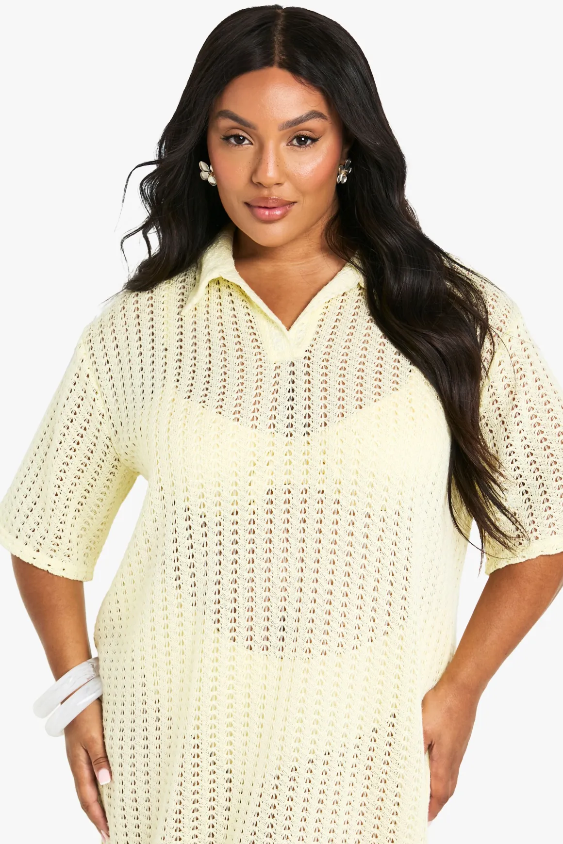 Plus Chemise de Plage Tricotée, Robe Midaxi