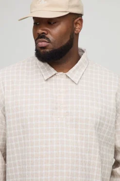 Plus Chemise de rugby brodée à carreaux, oversize et à coupe boxy