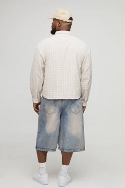 Plus Chemise de rugby brodée à carreaux, oversize et à coupe boxy