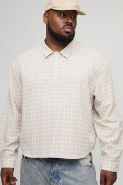 Plus Chemise de rugby brodée à carreaux, oversize et à coupe boxy