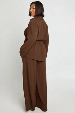 Plus Chemise en tissu à nouer à la taille & Pantalon coordonné