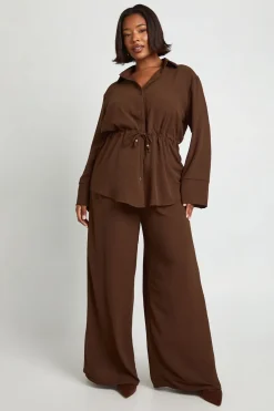 Plus Chemise en tissu à nouer à la taille & Pantalon coordonné
