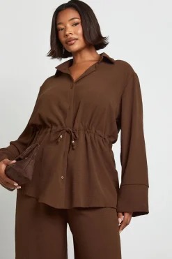 Plus Chemise en tissu à nouer à la taille & Pantalon coordonné
