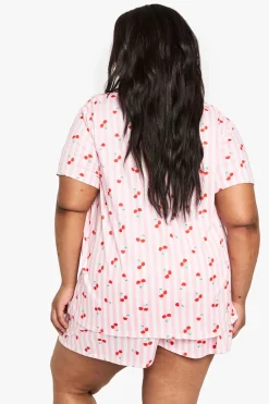 PLUS CHEMISE ET SHORT À IMPRESSION CERISE EN TAILLES PLUS