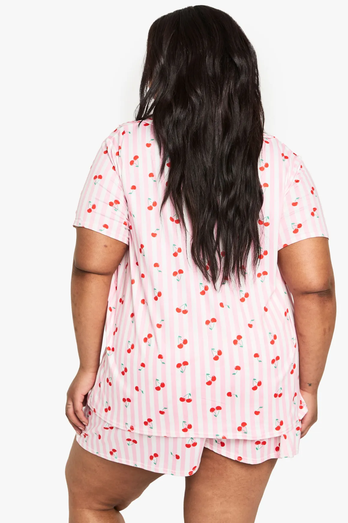 PLUS CHEMISE ET SHORT À IMPRESSION CERISE EN TAILLES PLUS