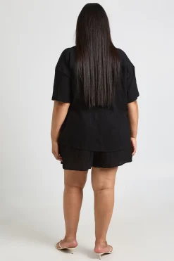 boohoo PLUS CHEMISE À MANCHES COURTES LÉGÈRE ET SHORT COORDONNÉ<Femme Ensembles