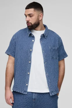 Plus Chemise surchemise boxy en denim texturé