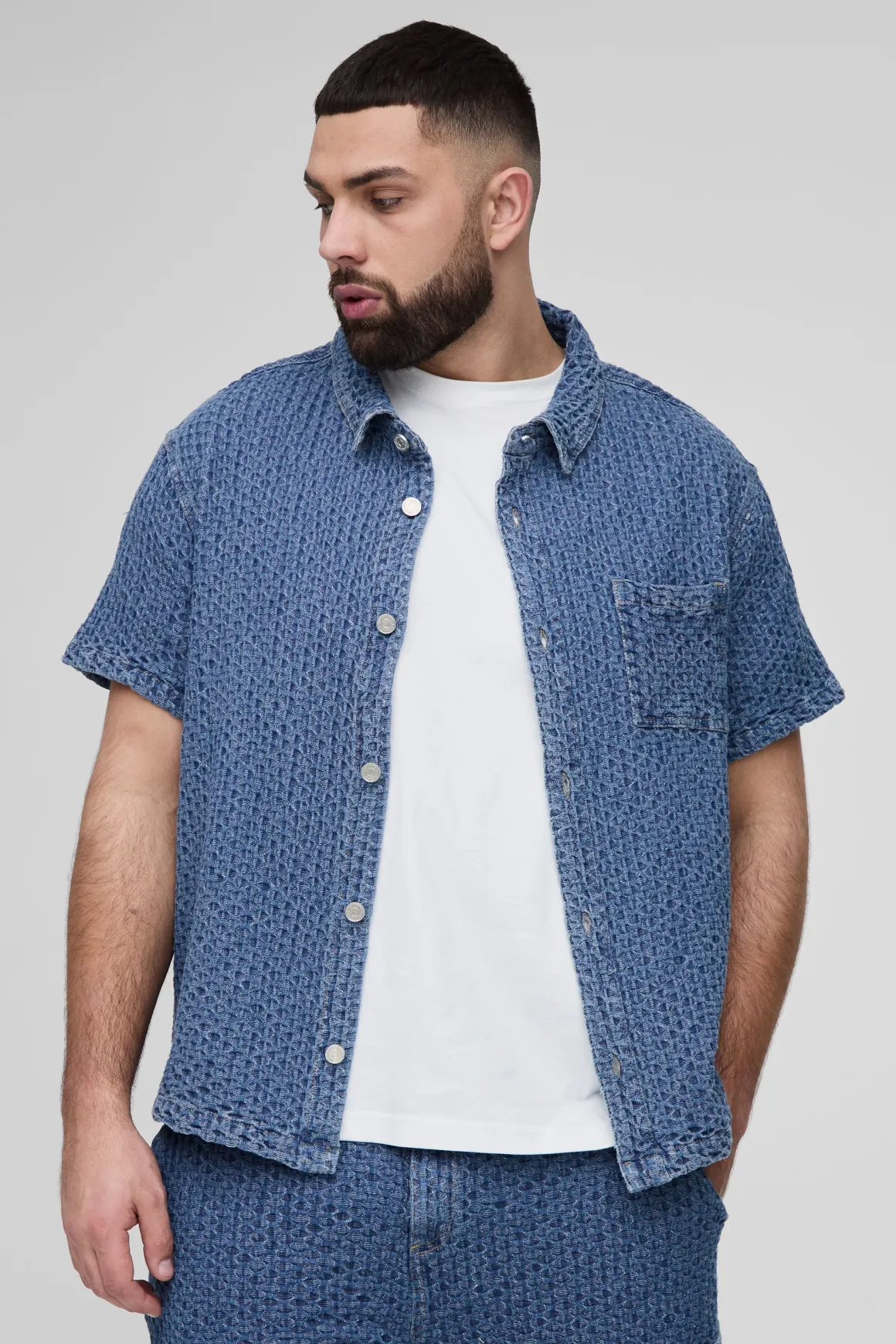 Plus Chemise surchemise boxy en denim texturé