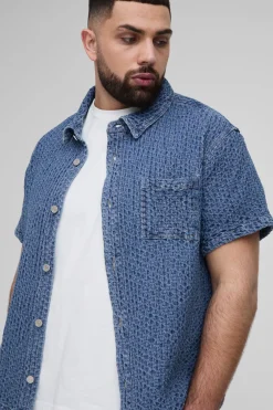 Plus Chemise surchemise boxy en denim texturé