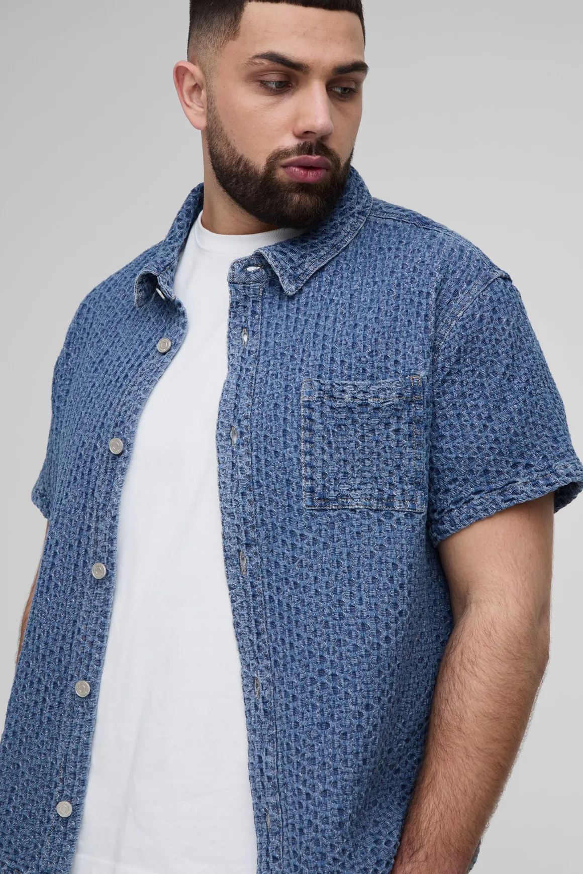 Plus Chemise surchemise boxy en denim texturé