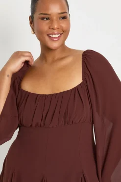 boohoo Plus Chiffon Godet Skater<Femme Robes Patineuses|Robes À Manches Longues