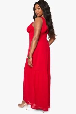 Plus Chiffon Robe Maxi Godet en Chiffon Sous-Buste