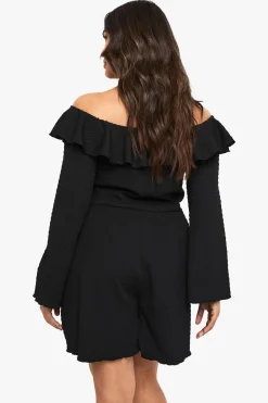 boohoo Plus combinaison Bardot à volants texturée Plus<Femme Combinaisons Et Combishorts