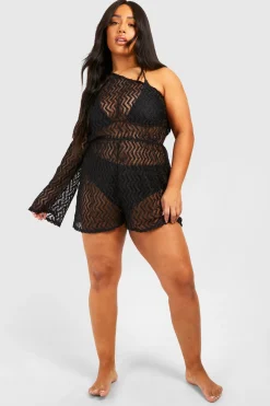 Plus Combinaison de plage en maille jersey à une épaule