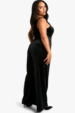Plus Combinaison en velours avec corset et jambes larges