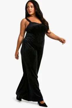 Plus Combinaison en velours avec corset et jambes larges