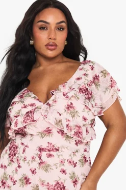 boohoo PLUS COMBINAISON FLORALE EN CHIFFON PLUS<Femme Combinaisons Et Combishorts