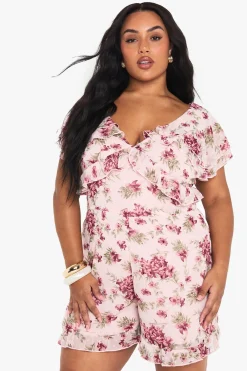 boohoo PLUS COMBINAISON FLORALE EN CHIFFON PLUS<Femme Combinaisons Et Combishorts