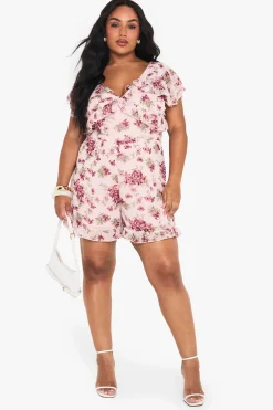 boohoo PLUS COMBINAISON FLORALE EN CHIFFON PLUS<Femme Combinaisons Et Combishorts