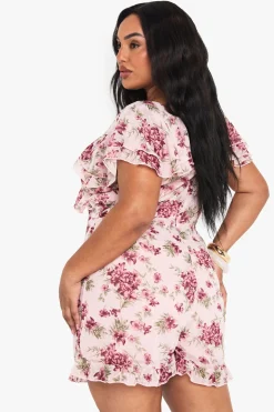 boohoo PLUS COMBINAISON FLORALE EN CHIFFON PLUS<Femme Combinaisons Et Combishorts