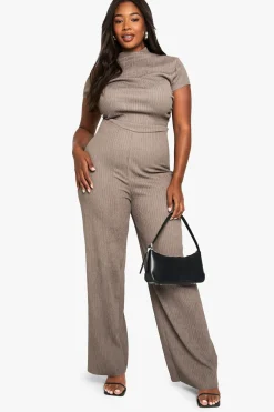 boohoo plus combinaison grande taille en tissu ondulé à col montant<Femme Combinaisons Et Combishorts