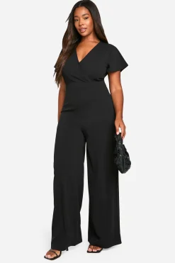 boohoo Plus Combinaison Grande Taille à Enveloppement et Jambes Larges<Femme Combinaisons Et Combishorts