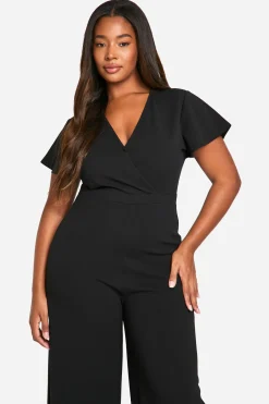 boohoo Plus Combinaison Grande Taille à Enveloppement et Jambes Larges<Femme Combinaisons Et Combishorts