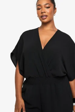 PLUS COMBINAISON GRANDE TAILLE À MANCHES BLOUSON ET JAMBE LARGES