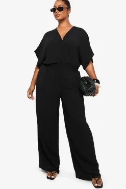PLUS COMBINAISON GRANDE TAILLE À MANCHES BLOUSON ET JAMBE LARGES
