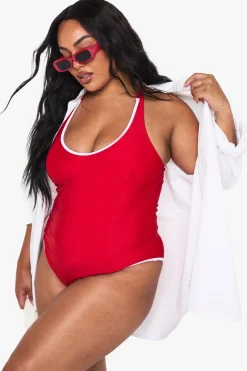 Plus Contrast Binding Swimsuit