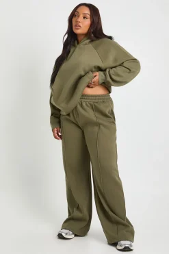 boohoo Plus Core Basic Détail à plis, ceinture profonde, jogger à jambe large<Femme Pantalons|Basiques