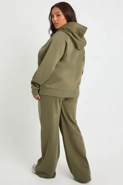 boohoo Plus Core Basic Détail à plis, ceinture profonde, jogger à jambe large<Femme Pantalons|Basiques