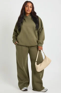 boohoo Plus Core Basic Détail à plis, ceinture profonde, jogger à jambe large<Femme Pantalons|Basiques