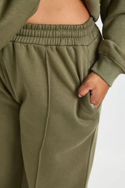 boohoo Plus Core Basic Détail à plis, ceinture profonde, jogger à jambe large<Femme Pantalons|Basiques
