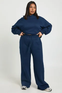 Plus Core Basique Détail de pintuck Ceinture profonde Jogger à jambes larges