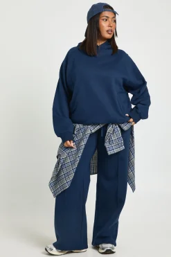 Plus Core Basique Détail de pintuck Ceinture profonde Jogger à jambes larges