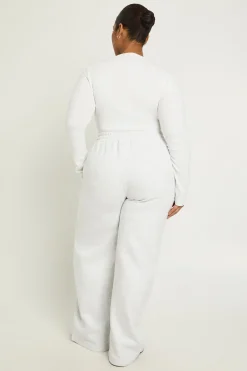 Plus Core basique Détail en plis pintuck Ceinture profonde Jogger à jambes larges