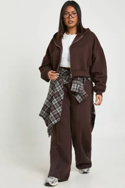 Plus Core Basique Détail à plis pincés Ceinture profonde Pantalon de jogging à jambes larges